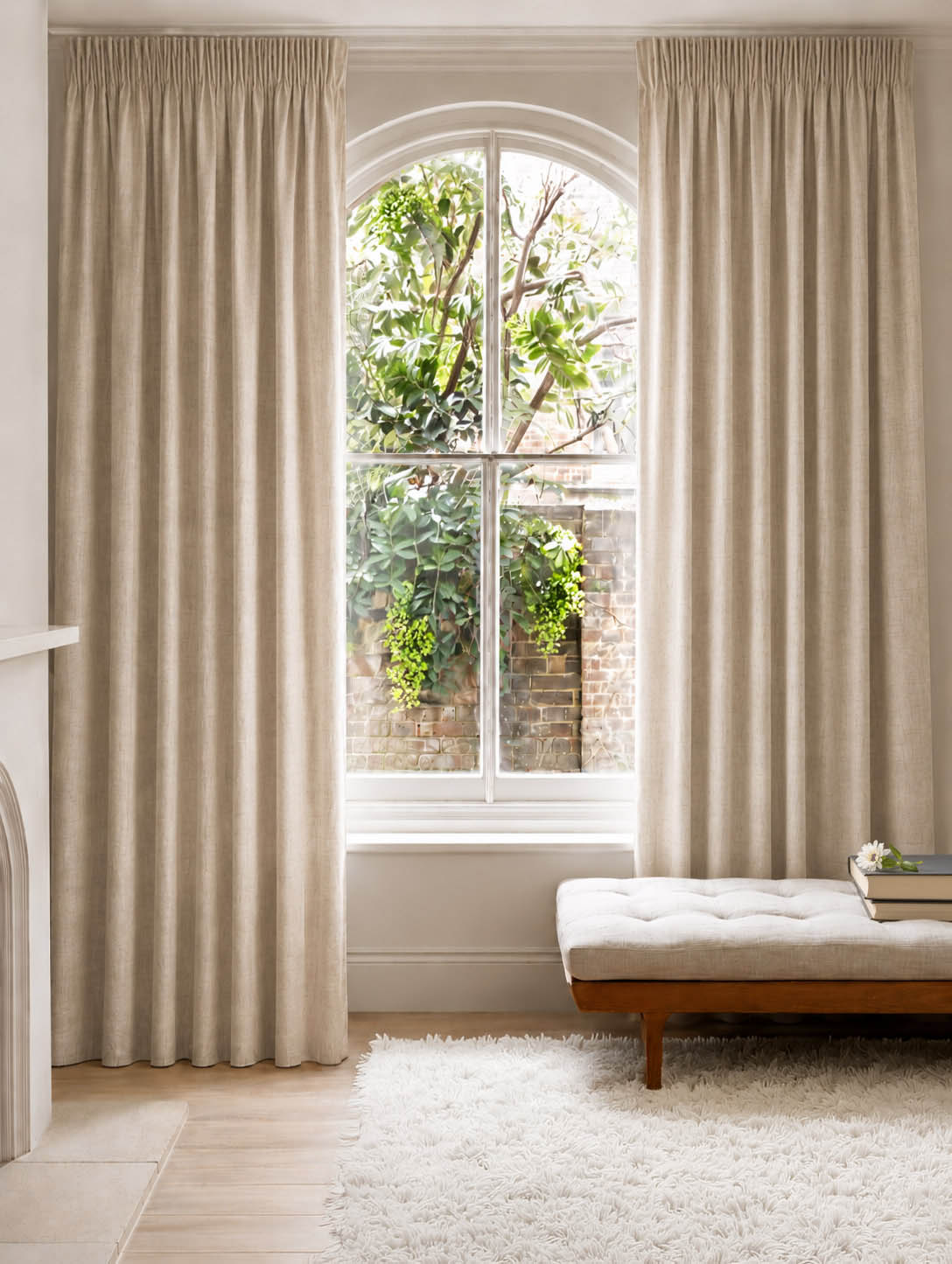 Made To Measure Curtains in Beige Linen for Living Room and Bed Room