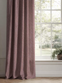 Red Patterned Linen Curtain - Alma Wine - Natural base fabric.