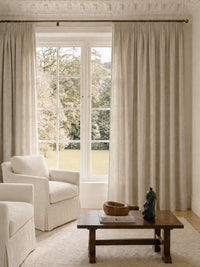Beige / Chalk Pleated made to measure linen curtains. These Pencil pleat are made of 100% Linen fabric - Charlotte Chalk