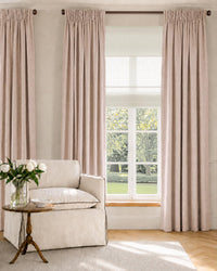 Pale Pink Linen Curtains with cotton lining. Living room curtains made of Linen fabric - Charlotte Powder Pink