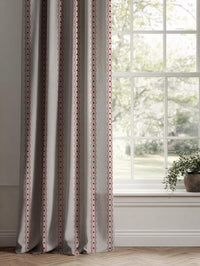 Pink Abstract Striped Linen Curtain - Margarie Pink - Natural base fabric.