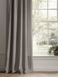 Pink Floral Linen Curtains - Hilla Pink Pine - Natural base fabric.