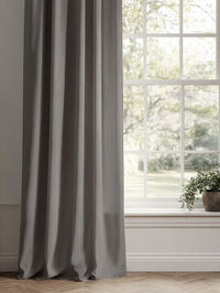 Black Striped Linen Curtains - Pinni Noir - Natural base fabric.