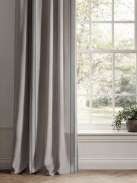 Blue Striped Linen Curtains - Telma Denim - Natural base fabric.