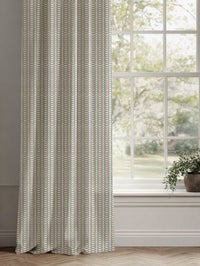Orange / Yellow Patterned Linen Curtains - Hilda Ochre - White base fabric.