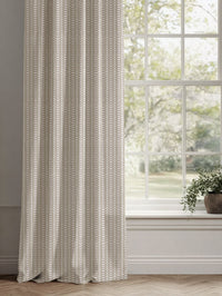 Pink Patterned Linen Curtains - Hilda Peony - White base fabric.