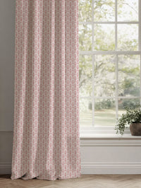 Pink Patterned Linen Curtains - Ilva Dusty Pink - White base fabric.