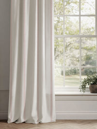 Pink Striped Linen Curtains - Imogen Dusty Pink - White base fabric.