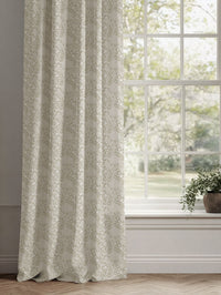 Neutral / Grey Floral Linen Curtains - Katarina Clay - White base fabric.