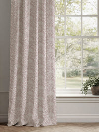 Pink Floral Linen Curtains - Katarina Peony - White base fabric.