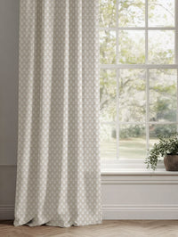 Neutral / Cream Botanical Linen Curtains - Kira SandWind - White base fabric.