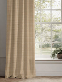 Orange / Yellow Striped Linen Curtains - Maisa Ochre - White base fabric.