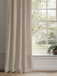Neutral / Brown Striped Linen Curtains - Maisa Pastel Brown - White base fabric.