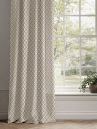 Neutral / Brown Patterned Linen Curtains - Oona Taupe - White base fabric.