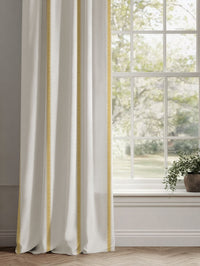 Yellow Striped Linen Curtains - Rune Gold Amber - White base fabric.