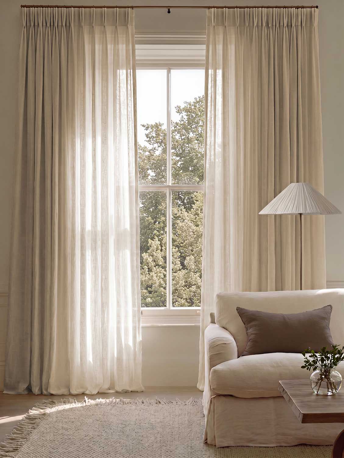 Chalk Beige Made to Measure Curtains - Pure Linen Fabric