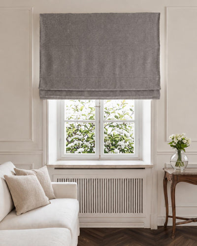 Grey Made to Measure Roman Blind for Living Room - Blackout Lined