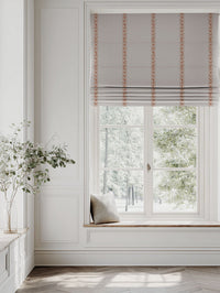 Orange Botanical Linen Roman blind - Helena-NAT Burnt Orange - Natural base fabric.