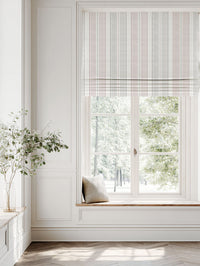 Pink Striped Linen Roman blind - Else Peony - WHT - White base fabric.