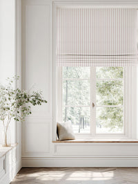 Pink Striped Linen Roman blind - Evianne Peony-WHT - White base fabric.