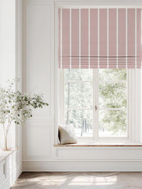 Pink Striped Linen Roman Blind - Franny Peony-WHT - White base fabric.