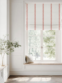 Red Striped Linen Roman blind - Helena Crimson Red - White base fabric.