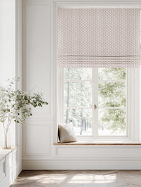 Pink Abstract Linen Roman Blind - Kirabe Peony-WHT - White base fabric.