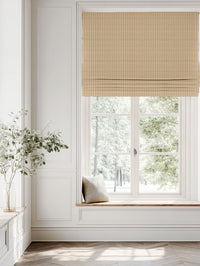 Orange / Yellow Striped Linen Roman blind - Maisa Ochre - White base fabric.