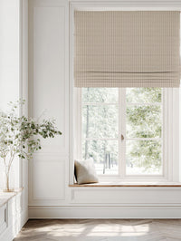 Neutral / Brown Striped Linen Roman blind - Maisa Pastel Brown - White base fabric.