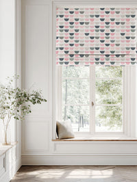 Pink Kids Linen Roman blind - Zippo Pink - White base fabric.