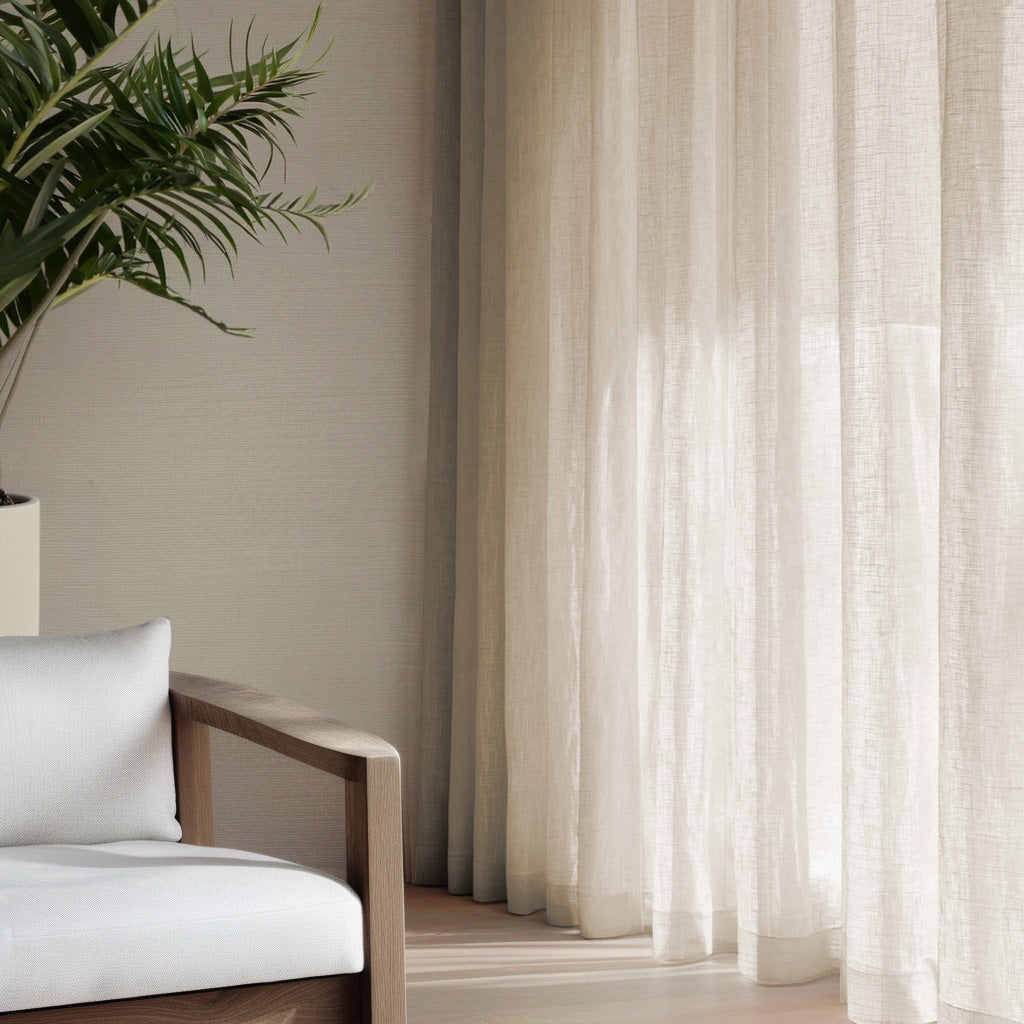 Made to Measure Curtains - 300 cm wide sheer voile linen curtains