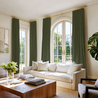 Green cotton curtains made of Amara Magic Pine fabric