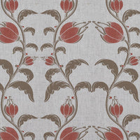 Red and Brown Patterned Linen Curtain Fabric - Dana Red Pebble - Natural base fabric.
