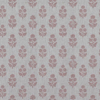 Pink Floral Linen Curtain Fabric - Doris Dusty Pink - Natural base fabric.
