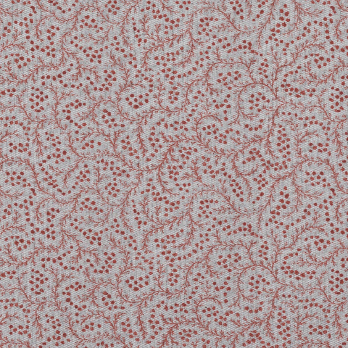 Red Abstract Linen Curtain Fabric - Freeda Crimson Red - Natural base fabric.