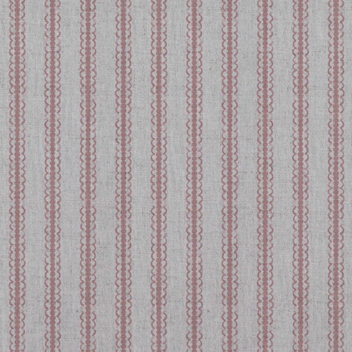 Pink Striped Linen Curtain Fabric - Kamillah Dusty Pink - Natural base fabric.