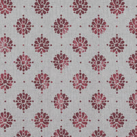 Red Abstract Floral Linen Curtain Fabric - Lany Wine - Natural base fabric.
