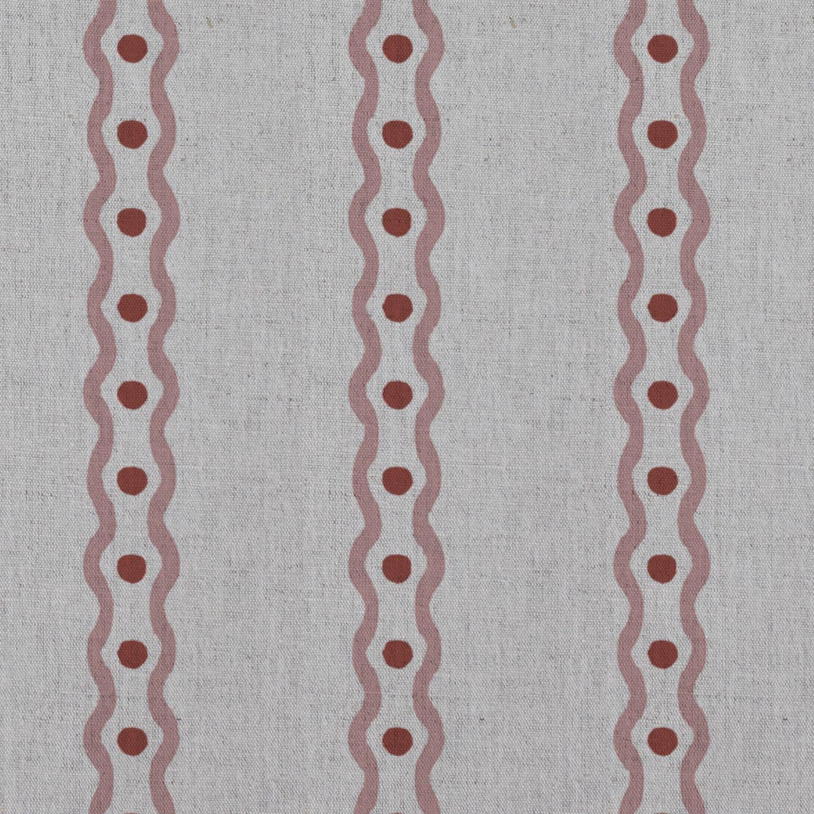 Pink Abstract Striped Linen Curtain Fabric - Margarie Pink - Natural base fabric.