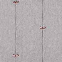 Red Striped Linen Curtain Fabric - Mimmi Crimson Red - Natural base fabric.