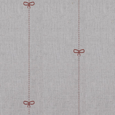 Red Striped Linen Curtain Fabric - Mimmi Crimson Red - Natural base fabric.
