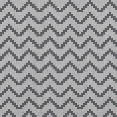 Grey Patterned Linen Curtain Fabric - Azig Ash - Natural base fabric.