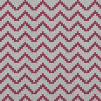 Red Patterned Linen Curtain Fabric - Azig Cherry - Natural base fabric.