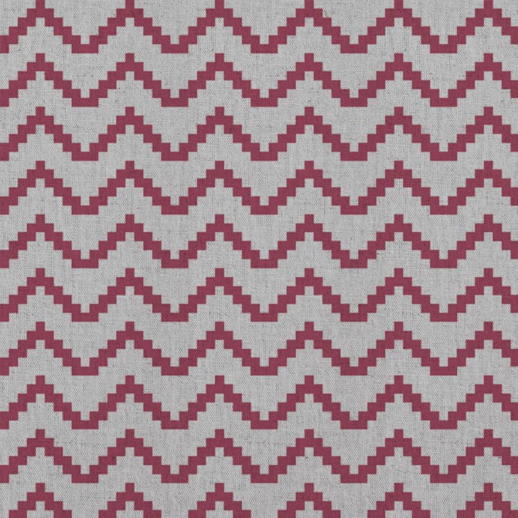Red Patterned Linen Curtain Fabric - Azig Cherry - Natural base fabric.