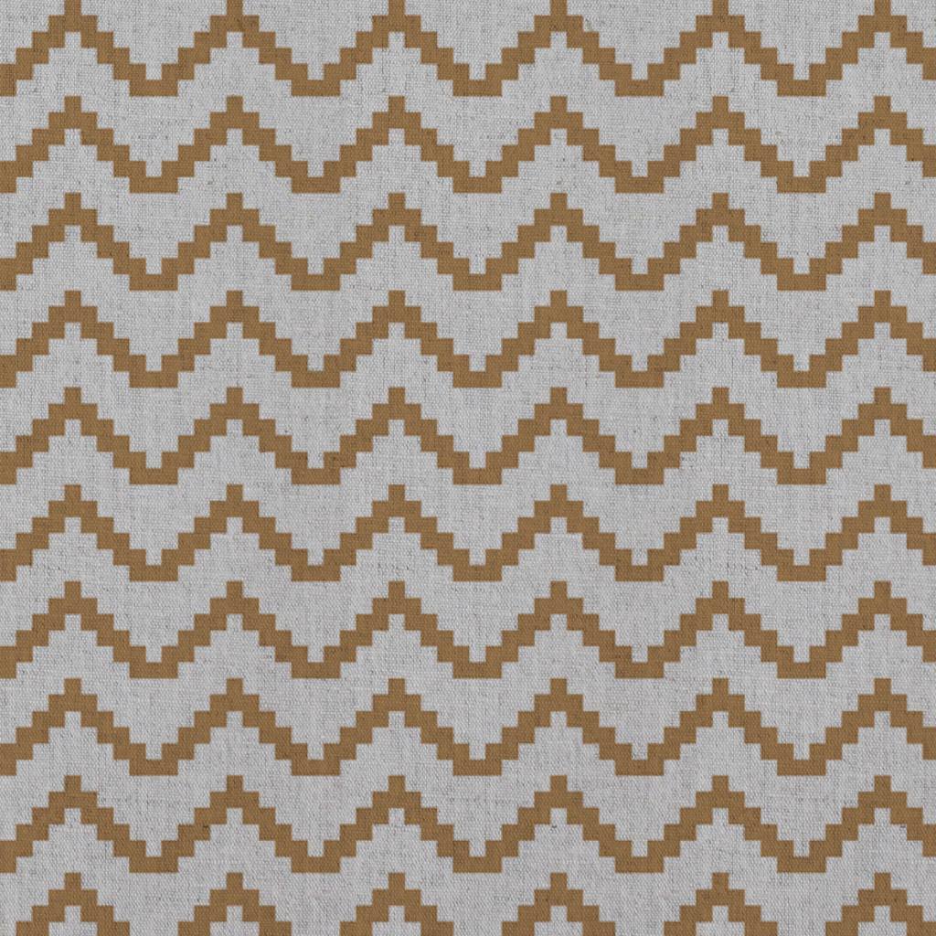Orange / Yellow Patterned Linen Curtain Fabric - Azig Gold Ochre - Natural base fabric.