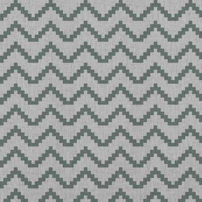 Green Patterned Linen Curtain Fabric - Azig Sage - Natural base fabric.