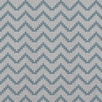 Blue Patterned Linen Curtain Fabric - Azig Sky - Natural base fabric.