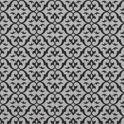Black Patterned Linen Curtain Fabric - Brita Black - Natural base fabric.