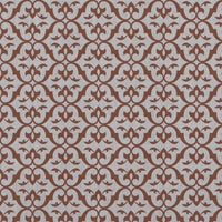 Red / Orange Patterned Linen Curtain Fabric - Brita Terracotta - Natural base fabric.
