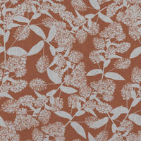 Orange Floral Linen Curtain Fabric - Dagmar-INV Pumpkin - Natural base fabric.