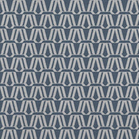 Blue Patterned Linen Curtain Fabric - Elva Denim - Natural base fabric.